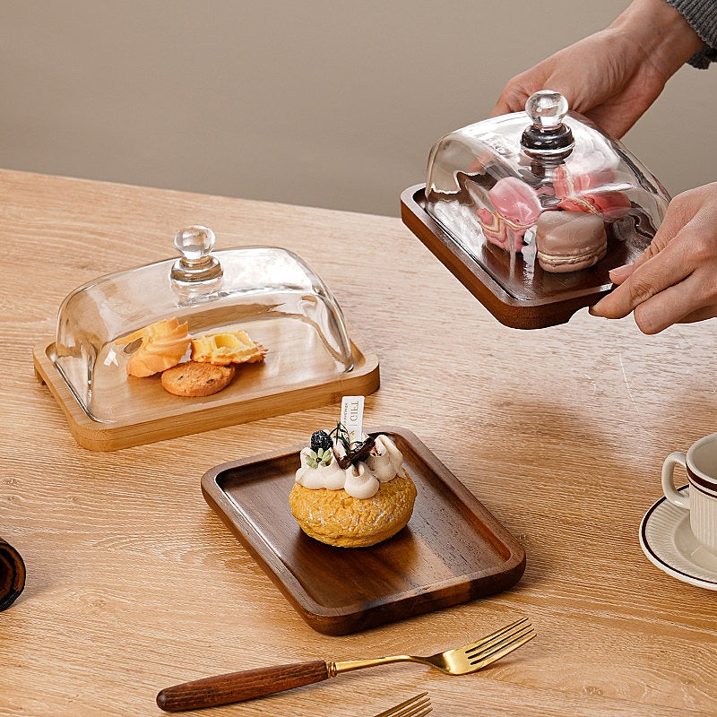 Wooden & Glass Dessert Plate