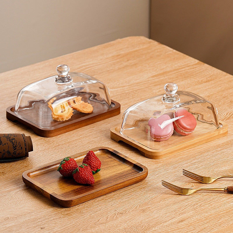 Wooden & Glass Dessert Plate
