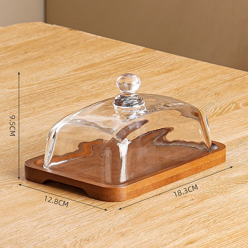 Wooden & Glass Dessert Plate