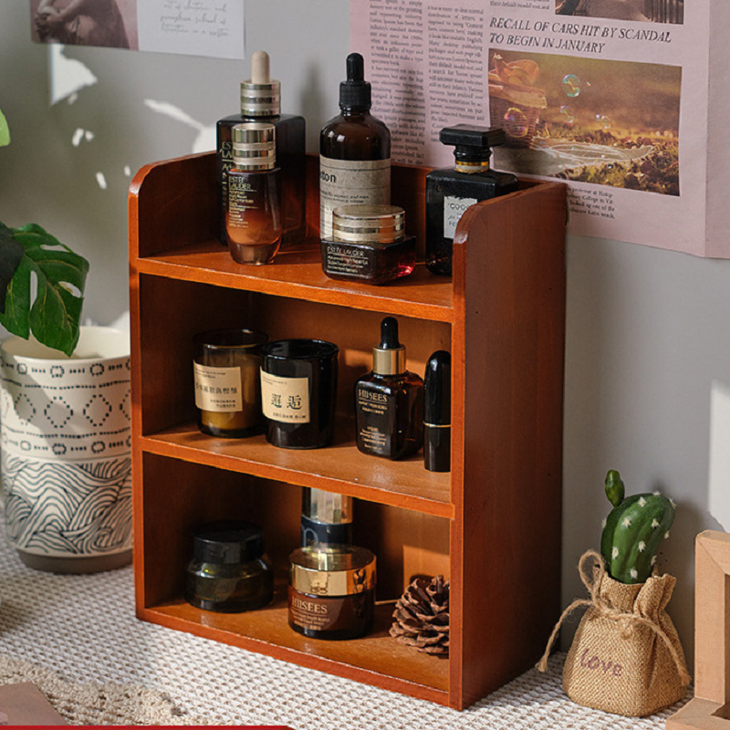 Wooden Cosmetics Storage Rack