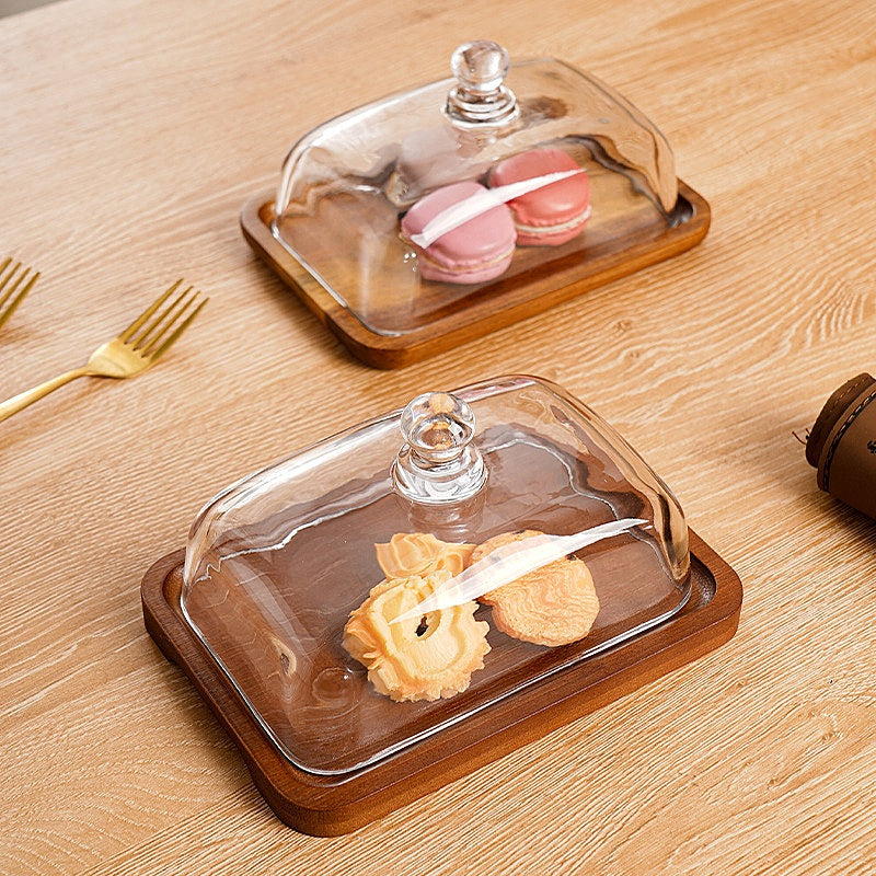 Wooden & Glass Dessert Plate