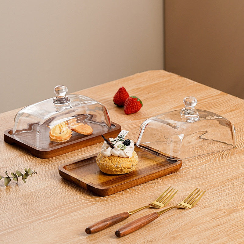 Wooden & Glass Dessert Plate