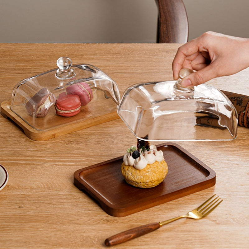 Wooden & Glass Dessert Plate