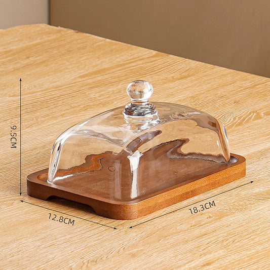 Wooden & Glass Dessert Plate